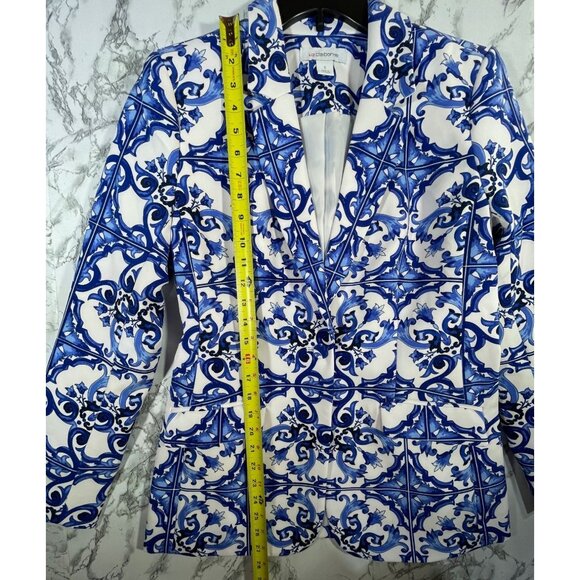 Liz Claiborne Womens Classic Fit Blazer Blue & White Size Small - Picture 3 of 8